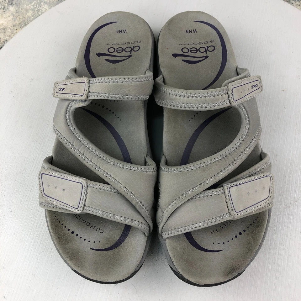 Abeo Mujer Talla 9N Gayla Gris Textil Bio System Puntera Abierta Gancho y Lazo Toboganes Foto 3 de 4