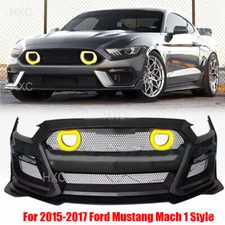 For 15-17 Ford Mustang Mach 1 Style Front Bumper Cover & LED Grille Exact Fit