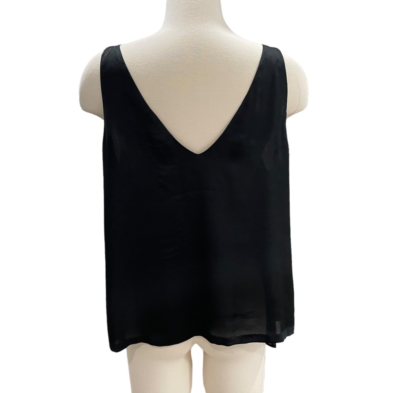 H & M Women's Black Tank Top SZ 14 Whimsygoth Lightweight Summer Elegant Silky