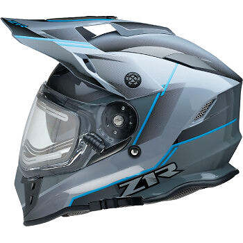 Z1R Range Dual Sport Snow Helmet Bladestorm Gray/Blue Electric Shield Size Large - Bild 1 von 3