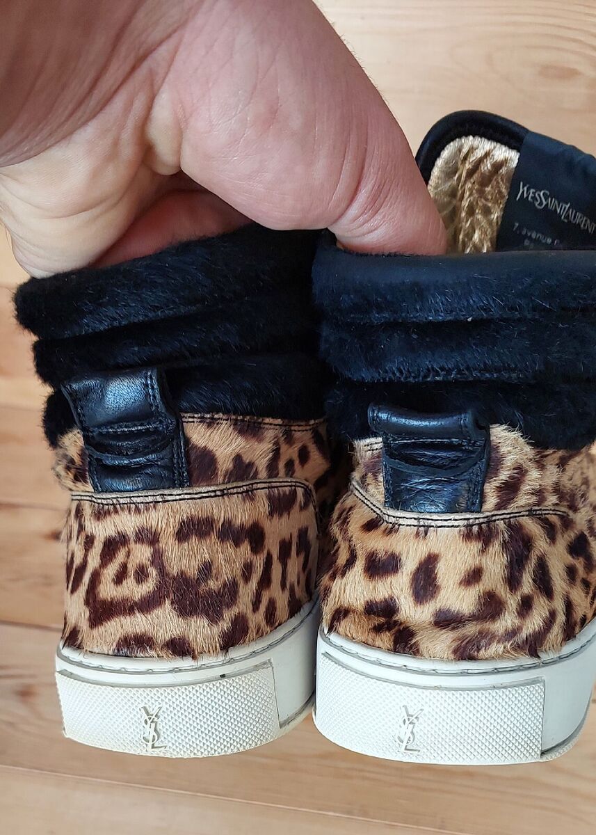 Yves SAINT LAURENT LEOPARD PRINT Pony High Top Sneakers Size Yves SAINT LAURENT LEOPARD PRINT Pony High Top Sneakers Size