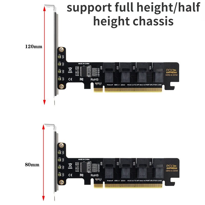 1-3 pz NVME PCIE SSD Adattatore NGFF PCI-E Da 16X A 4 Porte U.2 Scheda di Espansione Divisa PCI-E Da 16X A 4 Porte U.2 SFF-8643/8639 Scheda Divisa 7 1-3 pz NVME PCIE SSD Adattatore NGFF PCI-E Da 16X A 4 Porte U.2 Scheda di Espansione Divisa PCI-E Da 16X A 4 Porte U.2 SFF-8643/8639 Scheda Divisa 7