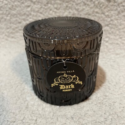 Aroma Villa Dark Forest Hand Poured Candle Glass With Lid Pumpkin Black Witchy