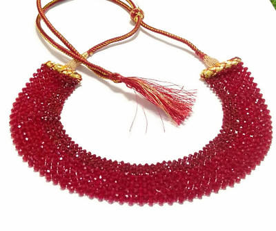 AAA Hydro Ruby jade Necklace Beads 2-3mm, Red Quartz Gemstone , Red Necklace 13