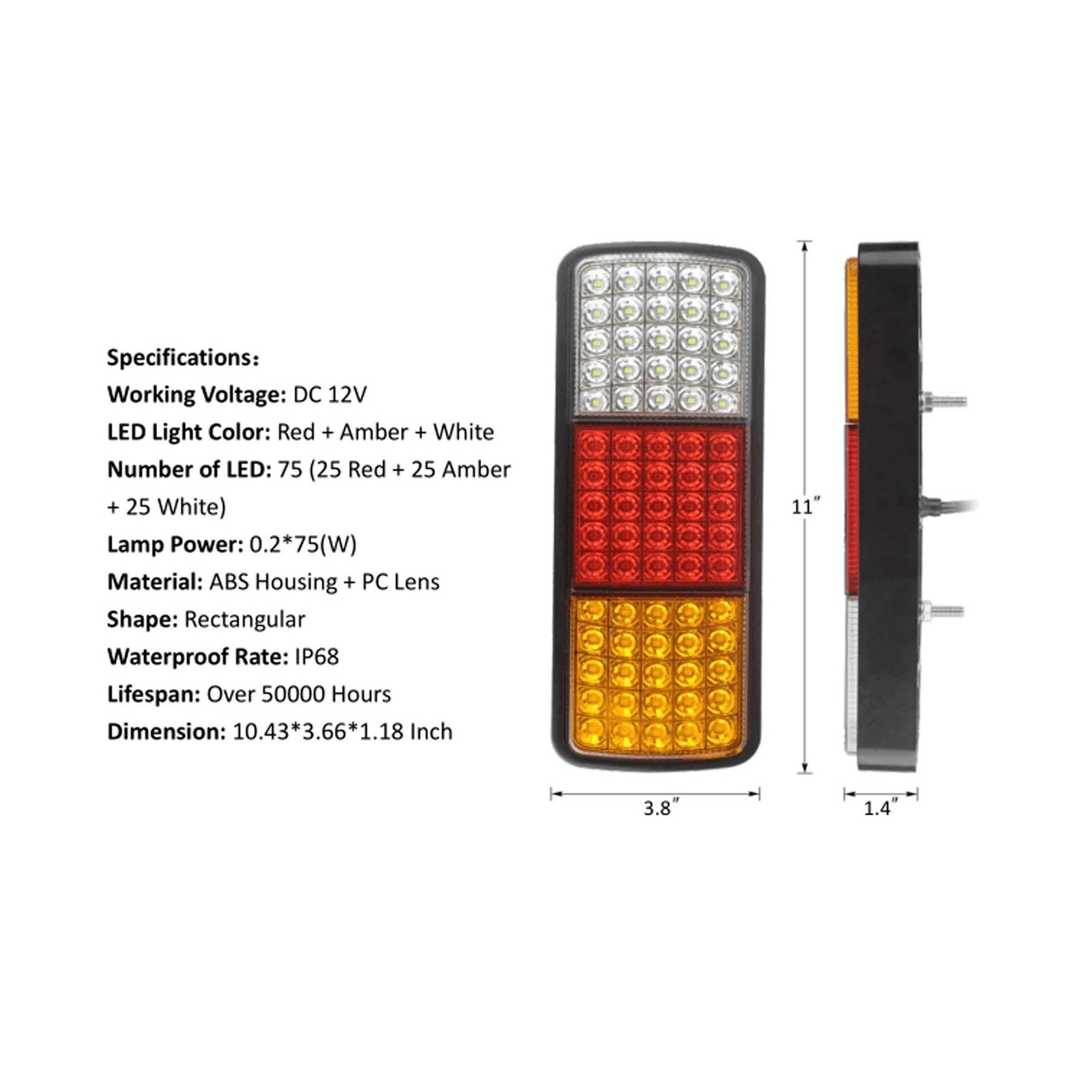 VINAUO 75 LED Trailer Lights, Turn Signal Running Brake Reverse LED