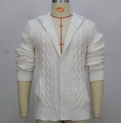 Men Knitted Jacket Slim Long Sleeve Cardigan Casual Sweater Coat Hoodie - Bild 6 von 6