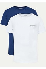 Image of Emporio Armani 2 Pack Crew Neck Loungewear T-Shirt - White / Blue
