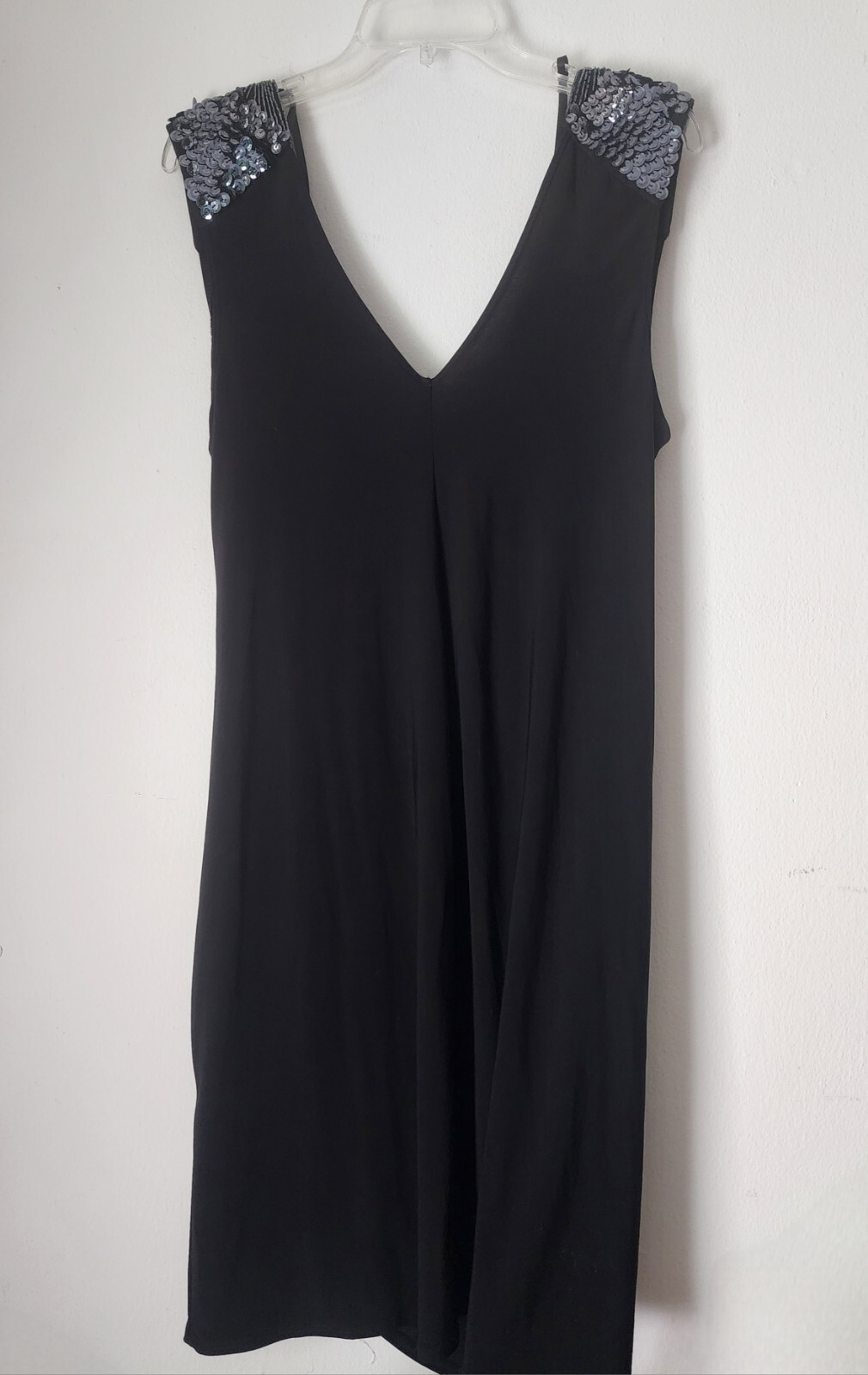 Womens Frederick's of Hollywood Little Black Wrap Sequin Shoulder Dress