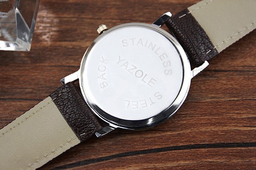 Orologio Uomo Quadrante Bianco Contemporaneo Analogico Quarzo con Cinturino in Pelle a Grana - Foto 6 di 7