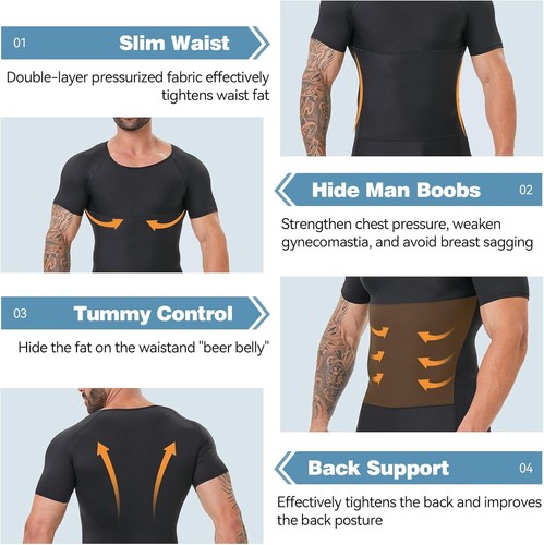 Camisa de compresión para hombre Prendas moldeadoras de vientre Chaleco Camisetas sin mangas Adelgazantes Modelador de cuerpo EE. UU. - Imagen 4 de 29