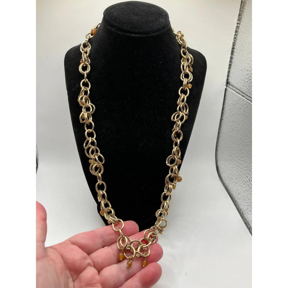 Collar de cadena circular colgante piedra marrón Monet ¡de colección! Foto 2 de 4