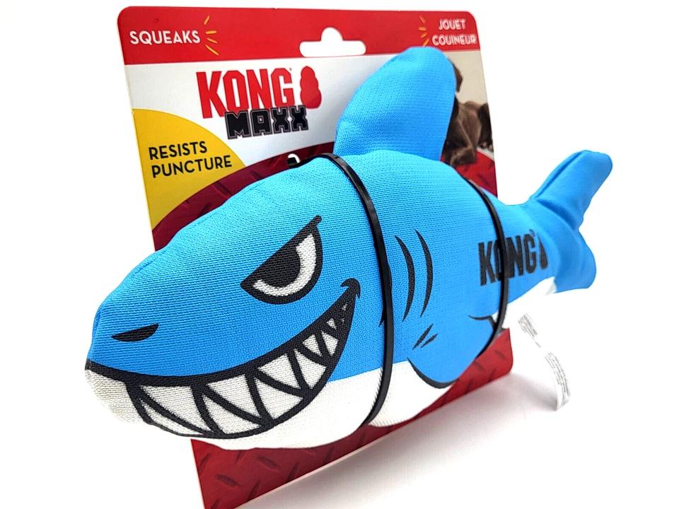 KONG Maxx Tiburón Medio Duradero Chirriante Suave Resistente a Pinchazos Juguete para Buscar Perros 10" Foto 2 de 4