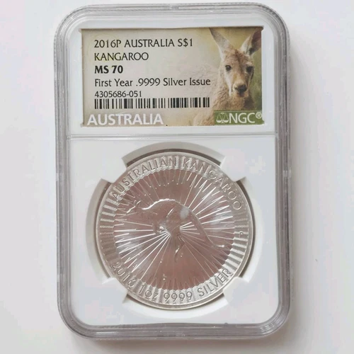 2016 P Australia Kangaroo $1 1oz .9999 Fine Silver Coin NGC MS70 First Year