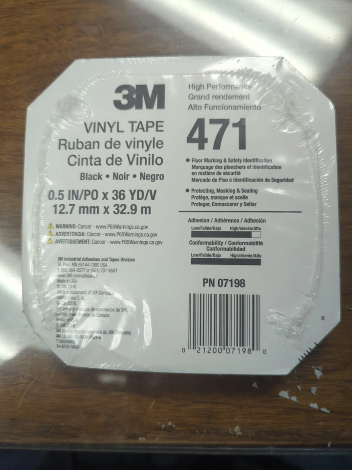 3M Black Fine Line Vinyl Tape 471, 1/2" x 36 yds One Roll - Image 2 of 2