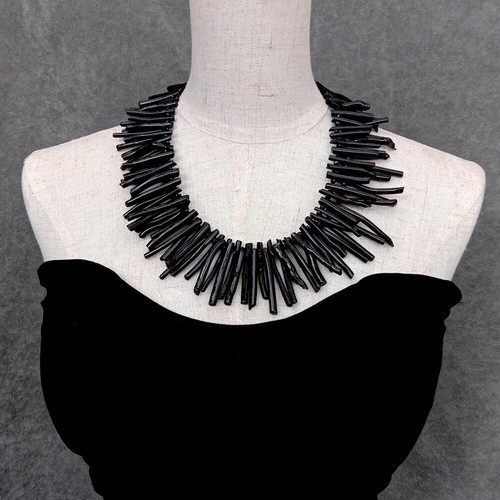 Collar de rama de coral negro natural 2 filas para damas Collar Joyería de lujo - Imagen 4 de 6