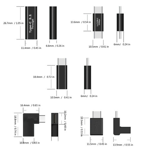 Aluminum USB3.1 Type C Connection Adapter with Male/Female Designing Aluminum - Picture 8 of 13
