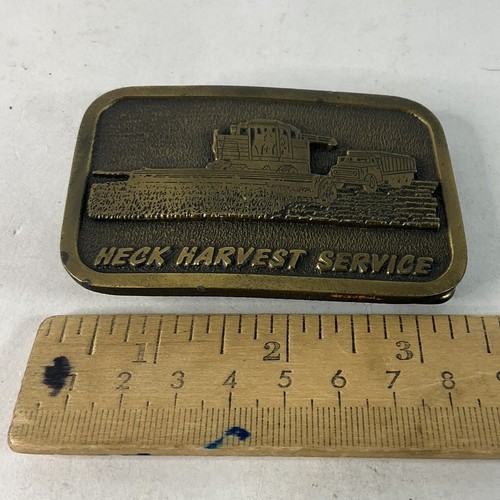Vintage Hit Line USA Special Edition 1984 Brass Belt Buckle Heck Harvest Service - Picture 4 of 8