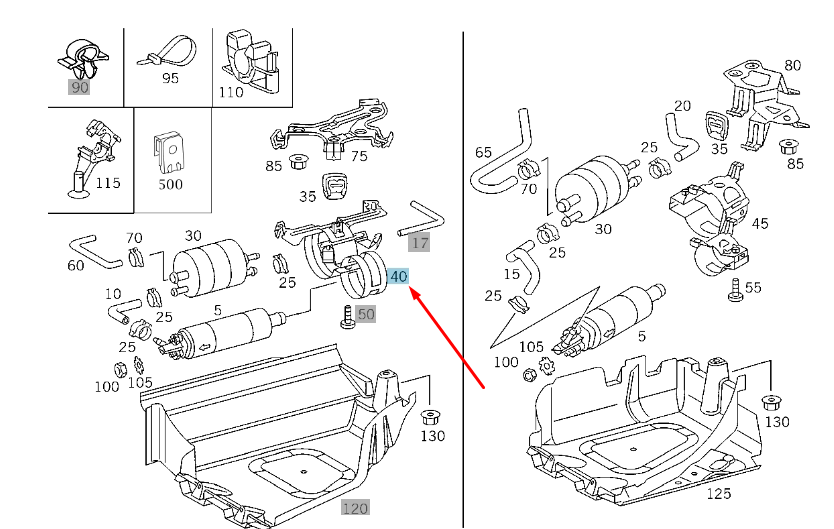 MERCEDESBENZ E W210 Fuel Pump System Bracket A2024711341 NEW GENUINE