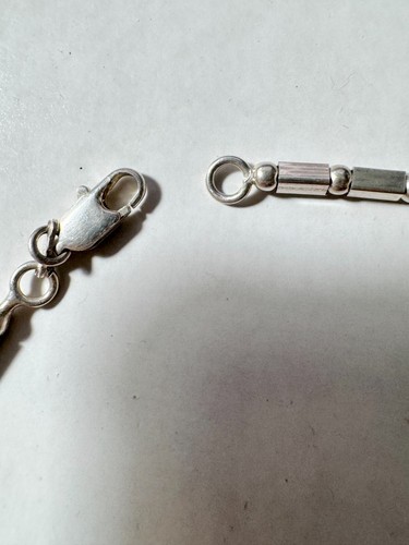 Vintage STERLING SILVER Bracelet signed ATI with a ball & rectangle chain SS-813 - Picture 4 of 14