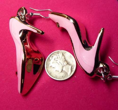 Unique LT. Pink 925 EARRINGS HIGH HEEL SHOES STILETTO VALENTINE DAY Nora Winn - Picture 2 of 6