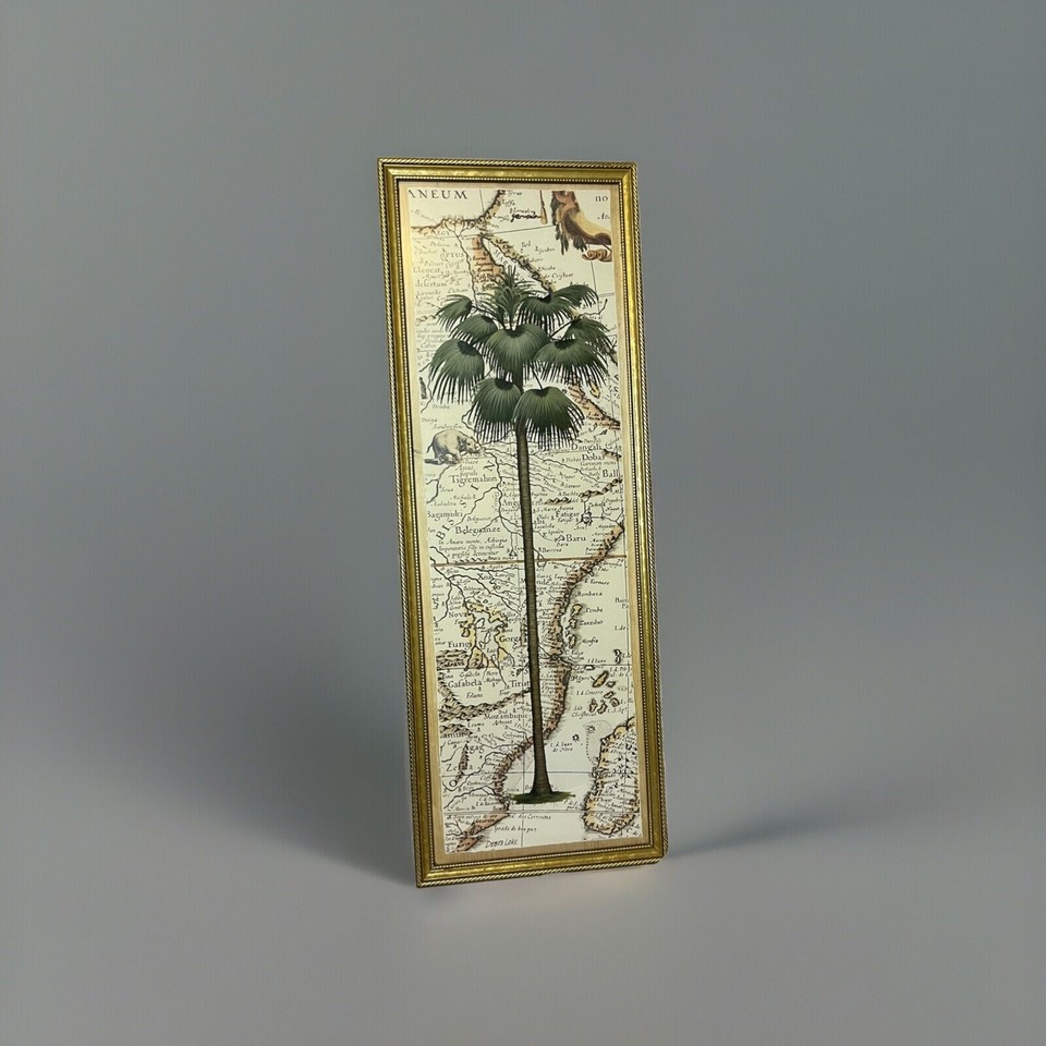 Vintage Gold Framed Palm Tree Over Old African Map Wall Art 30"x14" eBay