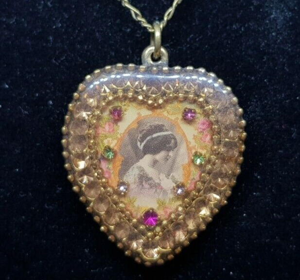 Lovely Michal Negrin crystal heart necklace made in Israel 5709-image