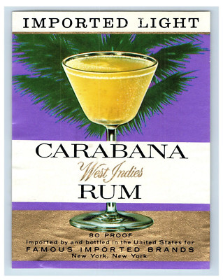 Vintage 80 Proof Carabana West Indies Rum Label S76E