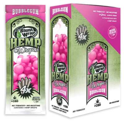 The Original B Wrap Rolling Paper Bubblegum Flavor 60 Wraps + Tips FULL DISPLAY