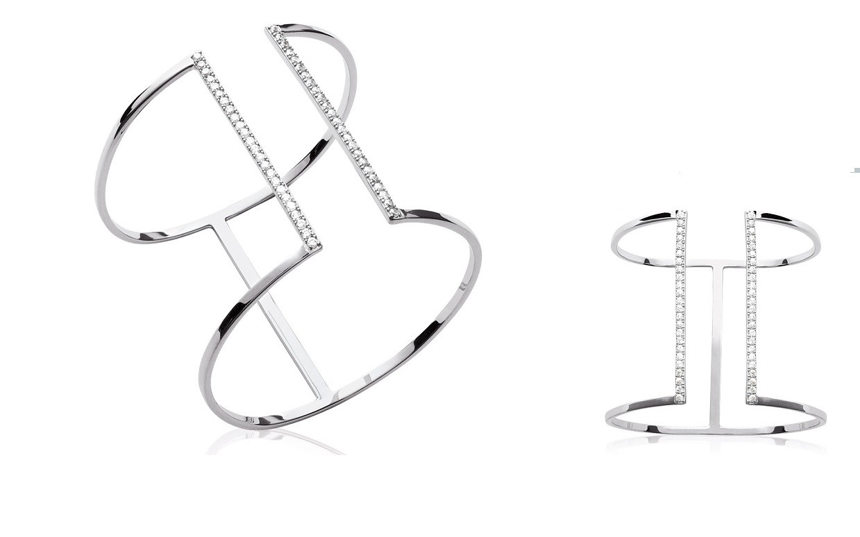 Bracelet manchette en argent 925 rigide de 40mm pour femme