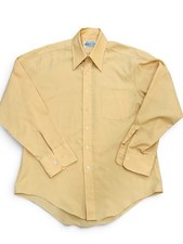 Vintage Yellow KMart Permanent Press Polyester Korea Dress Button Up Shirt Sz XL