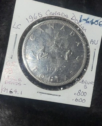1965 Canadian Silver Dollar 80% Silver Brilliant Uncirculated Free Shipping