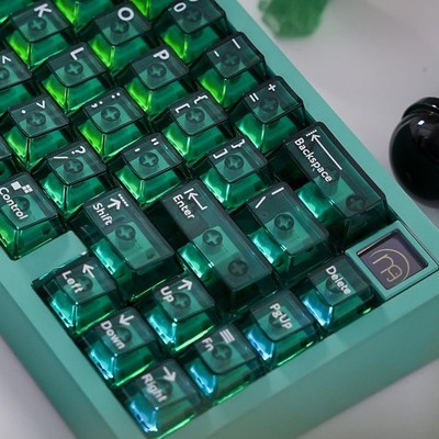 mintcaps Crystal Clear Keyboard Keycaps Transparent PC Cherry Profile Green K...