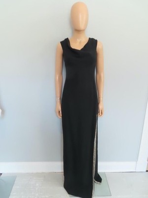 NWT Stella McCartney Black Sleeveless/Crystal Detail Slit Long Dress 44/US 8