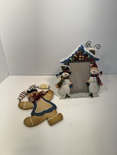 Christmas 3-D Picture Frame 4x6 Wooden Gingerbread Wall Hanging Decor