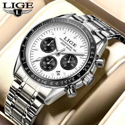 LIGE Luxus Herren Wasserdicht Quarz Uhr Chronograph Leuchtend Edelstahl