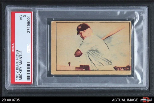 1952 Berk Ross Mickey Mantle Yankees HOF PSA 3 - VG