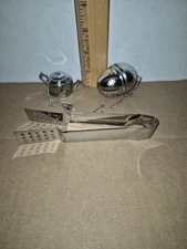 Set Of 2 Loose Tea Infusers And 1 Tea Bag Squeezer, Stainless Steel