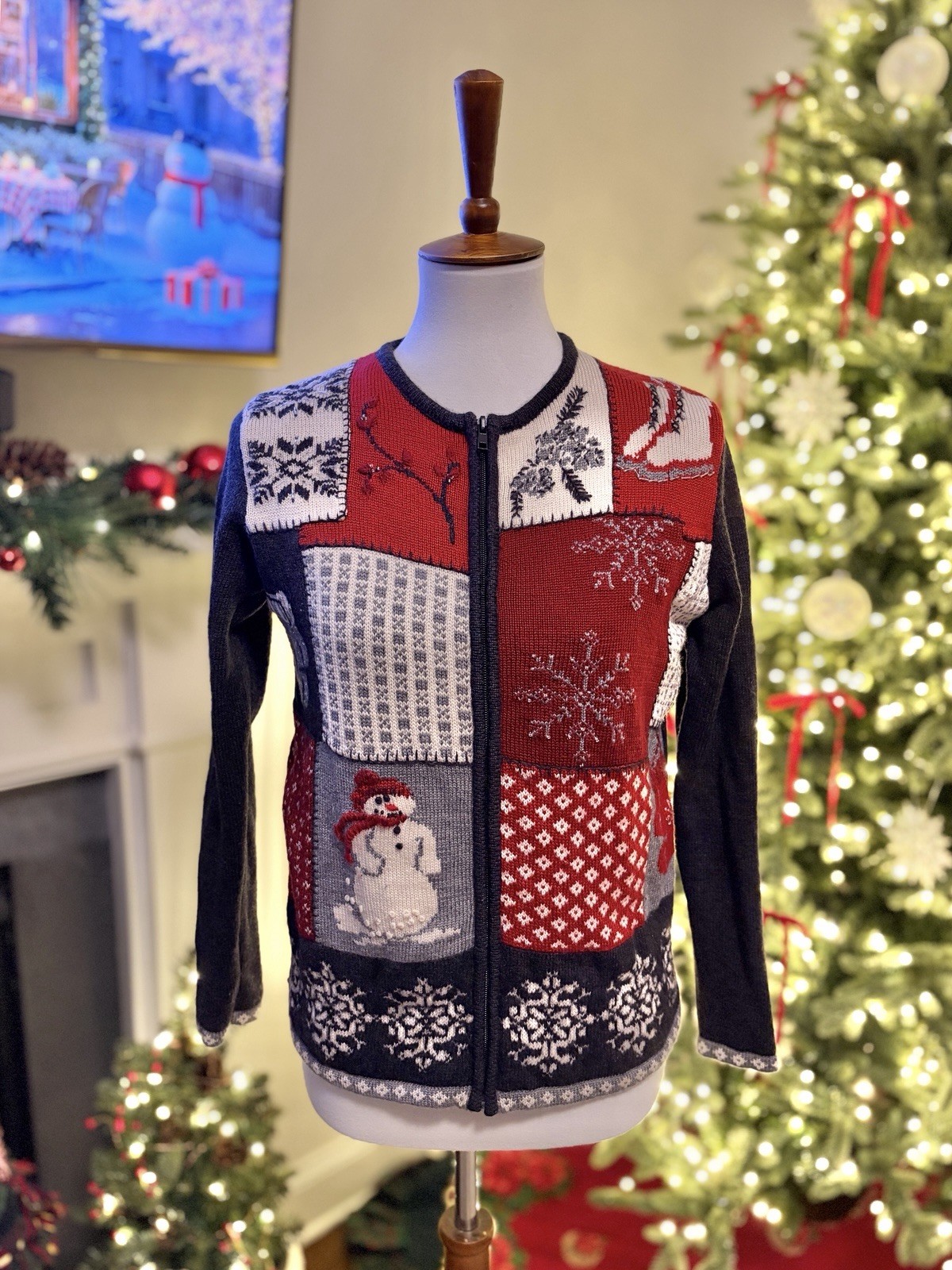 Vintage Petite Sophisticate Patchwork Sweater Jac… - image 1