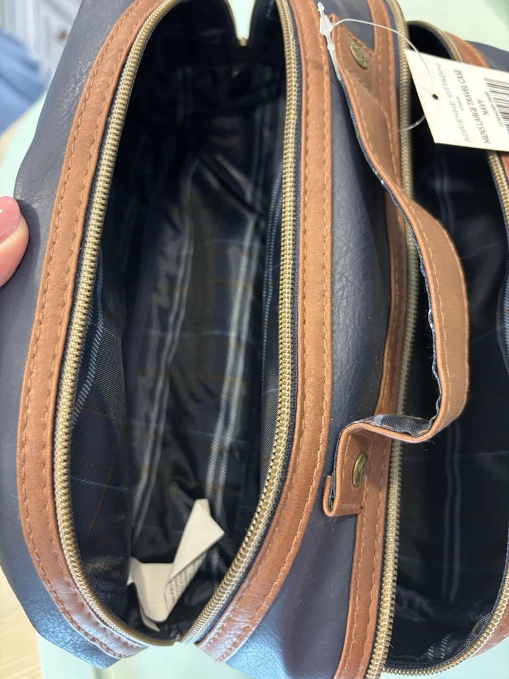 Adrienne Vittadini Hombre Azul Marino Viaje Bolsa de Aseo Estuche Doble Cremallera Nuevo con Etiquetas Foto 4 de 4