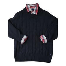 Gap Kids Boys Cable Knit Sweater & Button Up Dress Shirt, 2 Piece Set (L)
