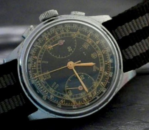Vintage Chronograph - Valjoux 23 column wheel black dial - Bild 5 von 13