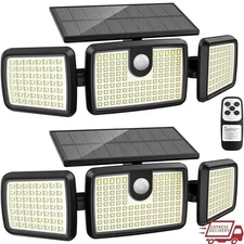 Solar Motion Lights Outdoor 232 LEDs Waterproof Sensor Deck Light Remote Control