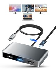 USB C to 3 HDMI Adapter, HDMI Splitter Extended Display for Triple Monitor wi...