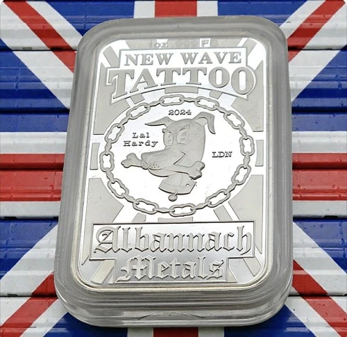 Albannach Metals UK Tattoo Artist Lal Hardy 1 oz .999 Proof Silver Bar #68 + COA