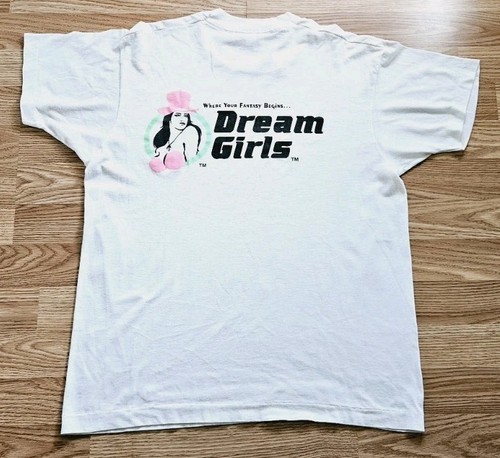 Vintage 80s Dream Girls Gentlemen's Strip Club T-Shirt Single Stitch XL - Picture 2 of 9