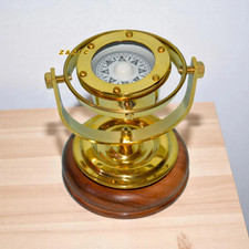 Vintage Nautical Brass Gimballed ship’s Binnacle Compass Antique maritime gift