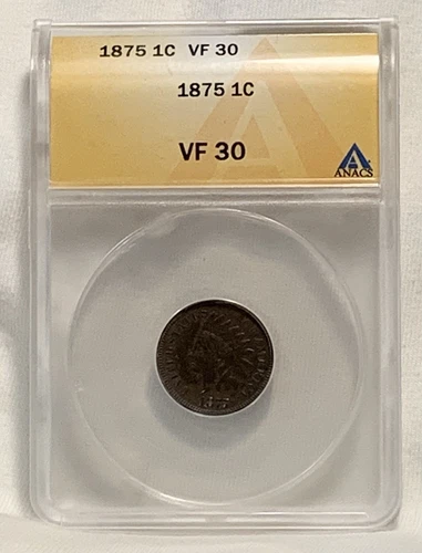 1875 Indian Head Cent Penny 1C ~ ANACS VF35 Very Nice Coin