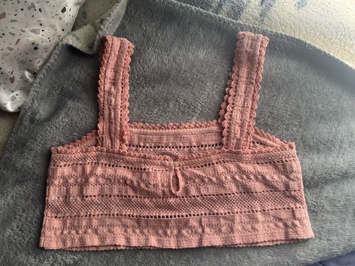 Midriff grande de ganchillo aerie DUSTY ROSE ¡NUEVO! Camiseta sin mangas rosa - Imagen 2 de 4
