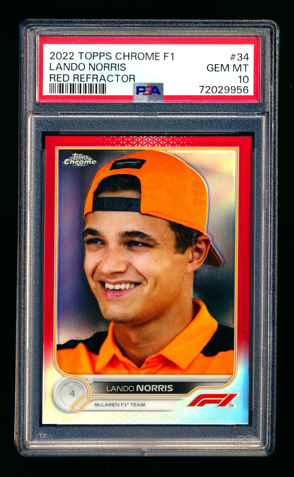 2022 Topps Chrome F1 #34 Lando Norris Red Refractor #2/5 PSA 10 - POP 1!