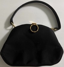 Vintage Purse Saks Fifth Ave NY Black Fabric Small Handbag 1950s Gold Hardware